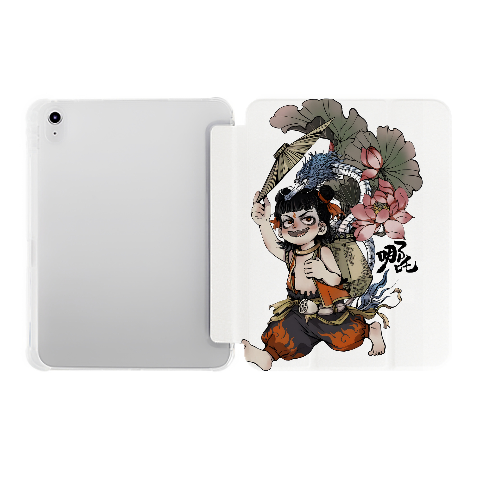（画像用） Ne Zha 2 ナタ 魔童の大暴れ IPad ケース ペン収納付き 三つ折りスタンド PUレザー×シリコン 対応機種9.5/10.5/10.9インチ